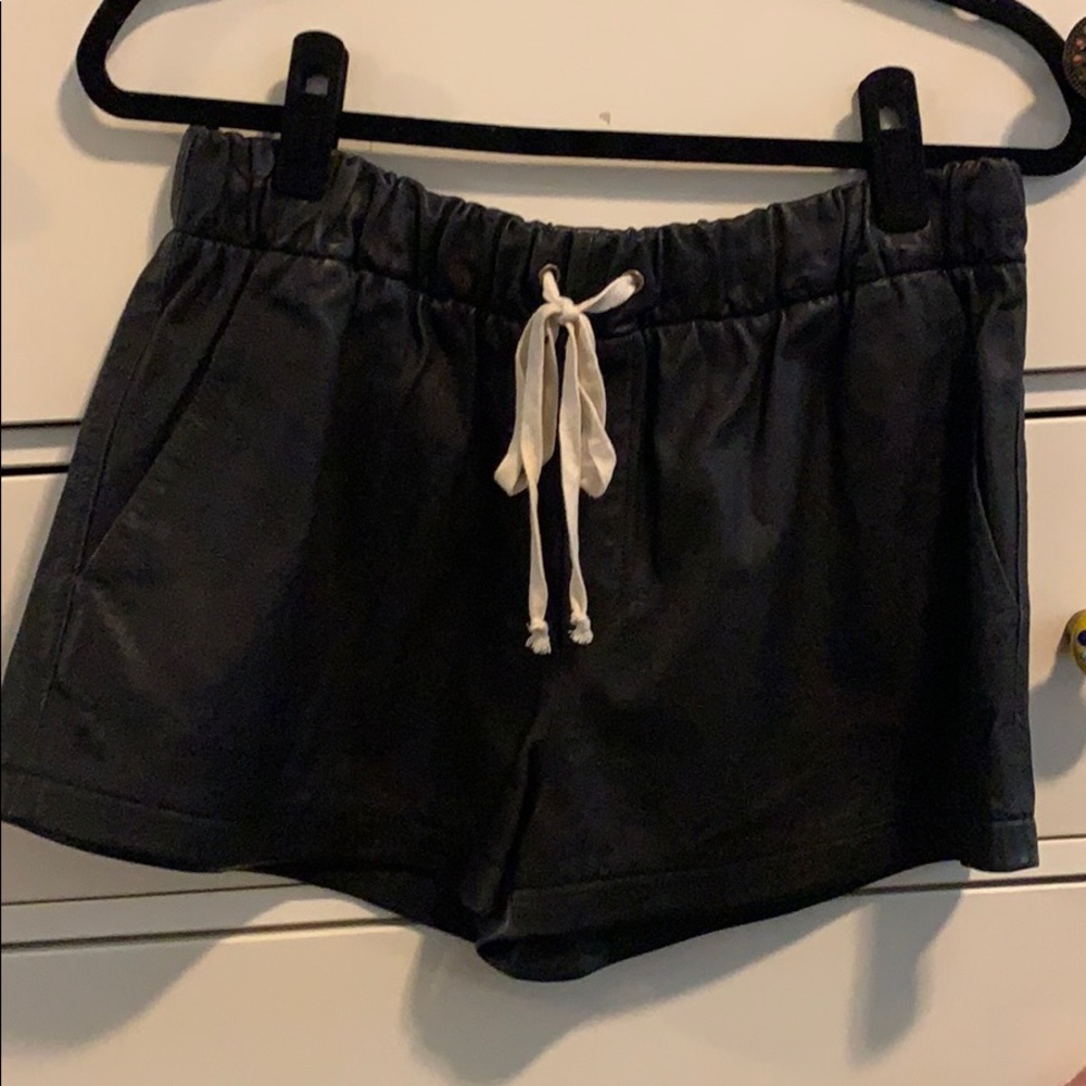 Enzo Costa Leather Drawstring Shorts